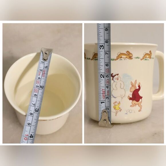 Royal Doulton BUNNYKINS Plastic Baby Kid Cup Mug Rocking Bunny / Snowman England - Picture 4 of 9